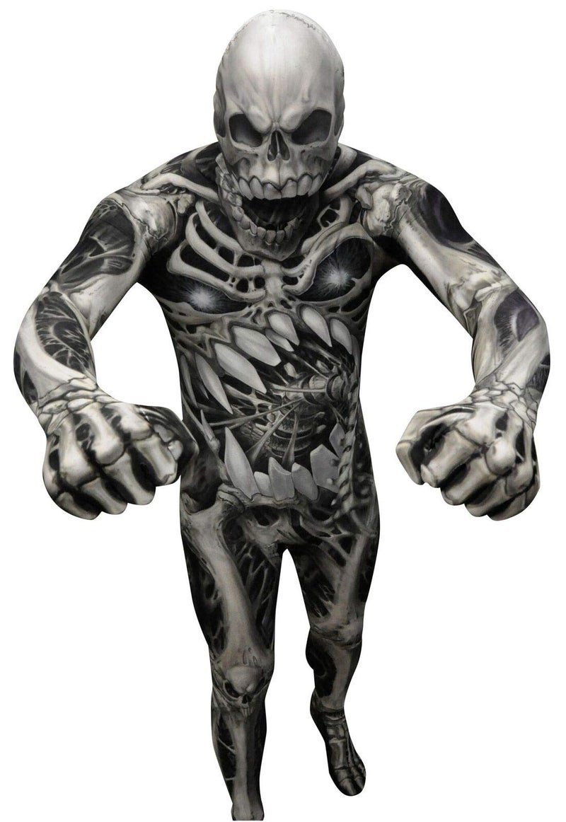 Morphsuits Mens Monster Skull and Bones Costume, Skeleton Onesie Adult Men, Adult Skeleton Onesie, Skeleton Onesie, XXL